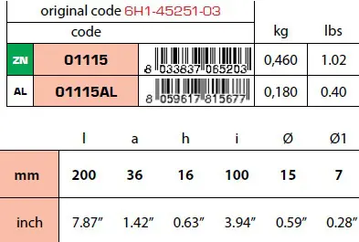01115 Yamaha Anode Technical Specifications
