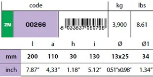 00266: 3.9kg Bolt On Plate Sea Ray Hull Anode Technical Specifications