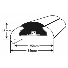 PVC 1472R Boat Rub Rail Shown Fitted With PVC 1022 Insert Dimensions