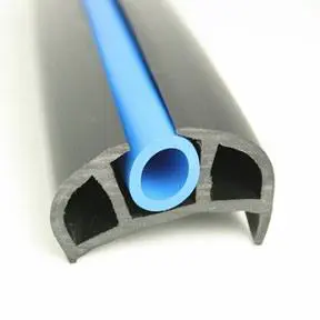 PVC 168 Black Boat Rub Rail Shown Fitted With Blue Insert photo front